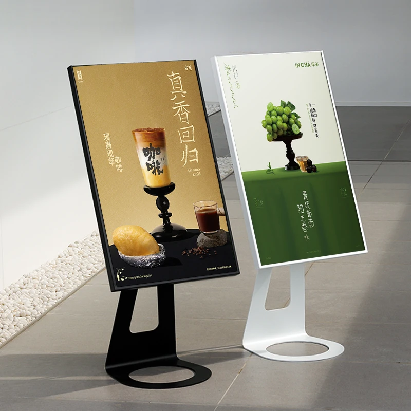 Heavy-Duty Metal Advertising Signs Stands  Coffee Shops Restaurants Slide-in Sign Holder Menu Guide Poster Advertising Board