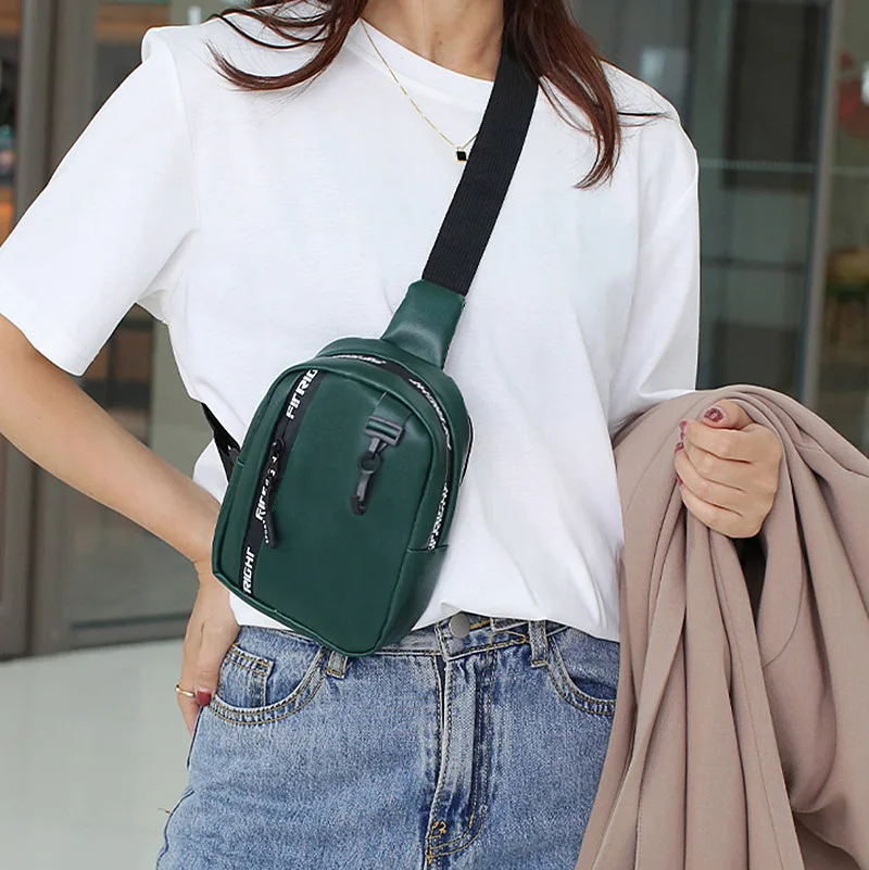 Bags For Women Fashion Ladies Chest Pack Female Sling Bag Crossbody Purse PU Leather Shoulder Chest Bag Travel Messenger Pack