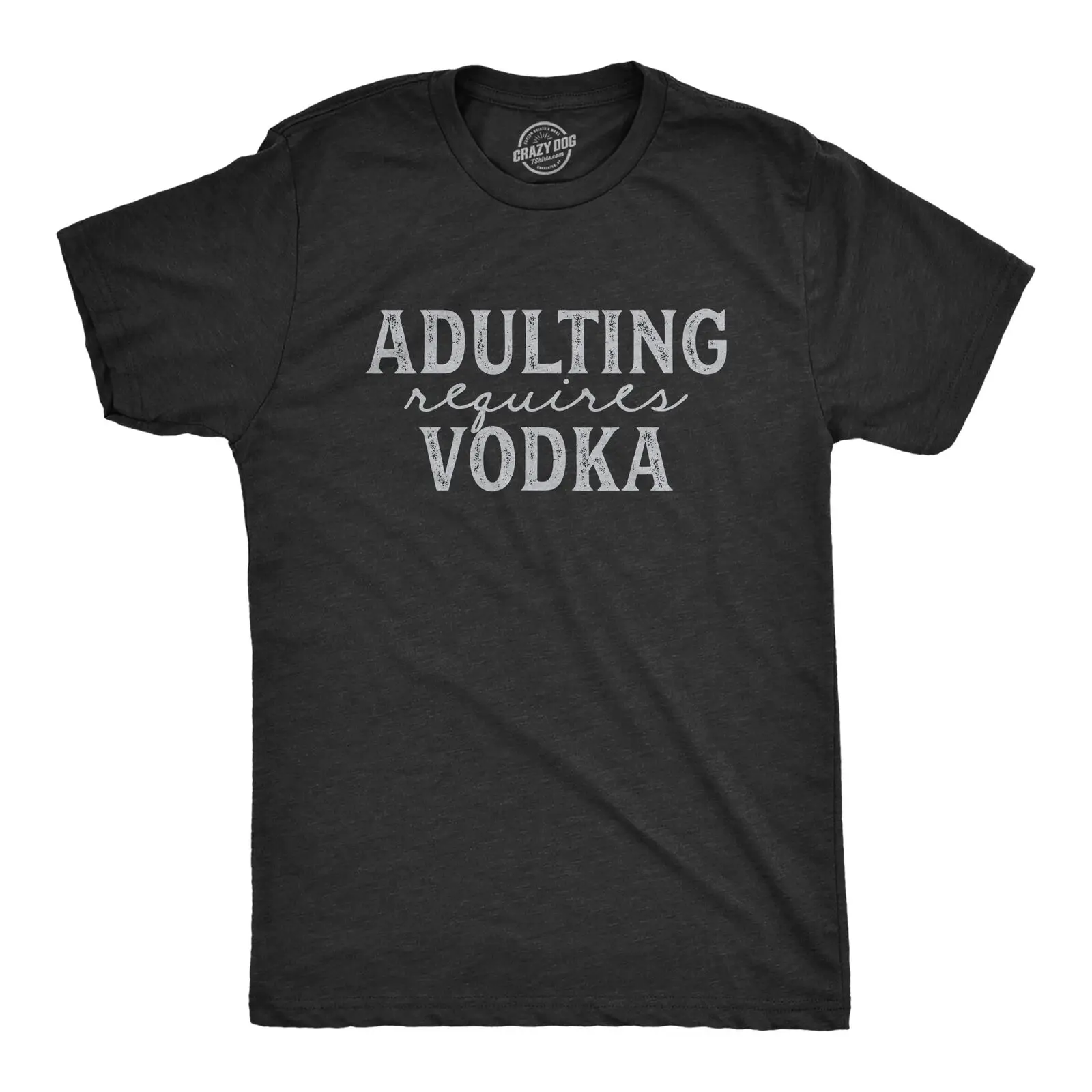 Mens Adulting Requires Vodka Tshirt Funny Liquor Parenting Graphic Novelty Tee