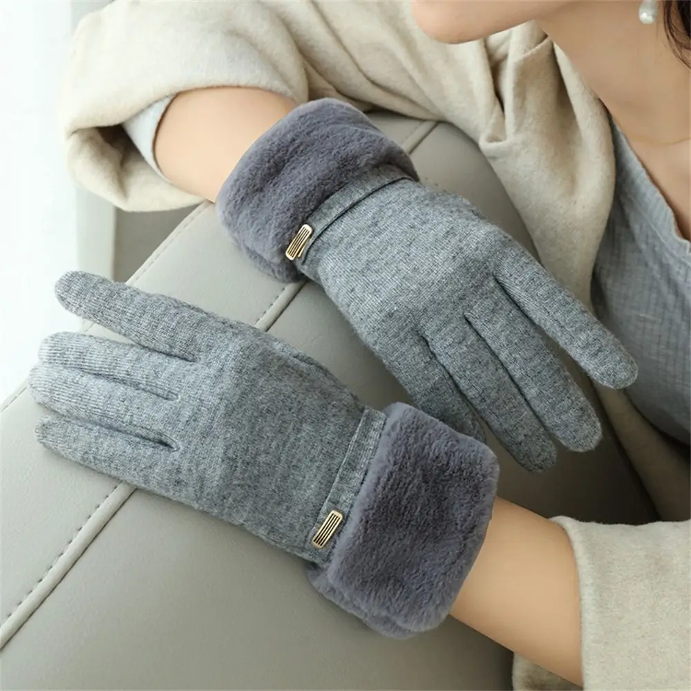 Personality Plus Velvet Warm Gloves Thicken Plush Suede Touch Screen Mittens All Finger Gloves for Women