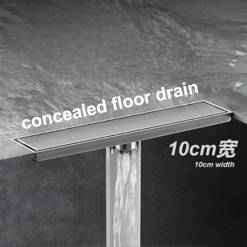 yesTile Insertable Concealed Shower Floor Drain 304 Stainless Steel 100mm Wide Anti-Odor Rustproof