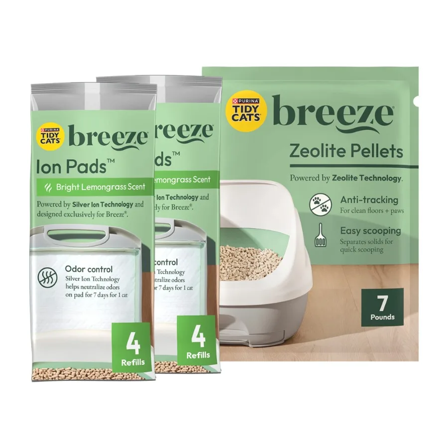 

Сменный блок для кошачьего туалета Purina Breeze с ионными впитывающими подушечками и гранулами цеолита для эффективного контроля запаха