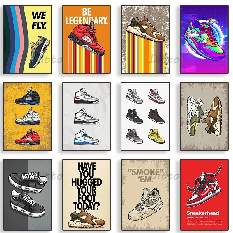 Trendy Luxury Brand Sneakers Fashion Sport Shoes Posters Canvas Painting and Prints Wall Art Picture for Living Room Home Decor