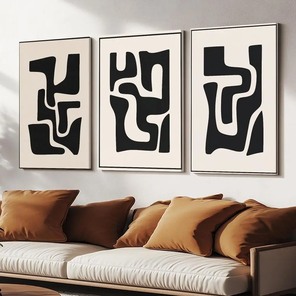Black White Modernism Exhibition Painting Calligraphy Abstract Canvas Wall Art Print-Home Decor Poster&Living Room Bedroom&Gift