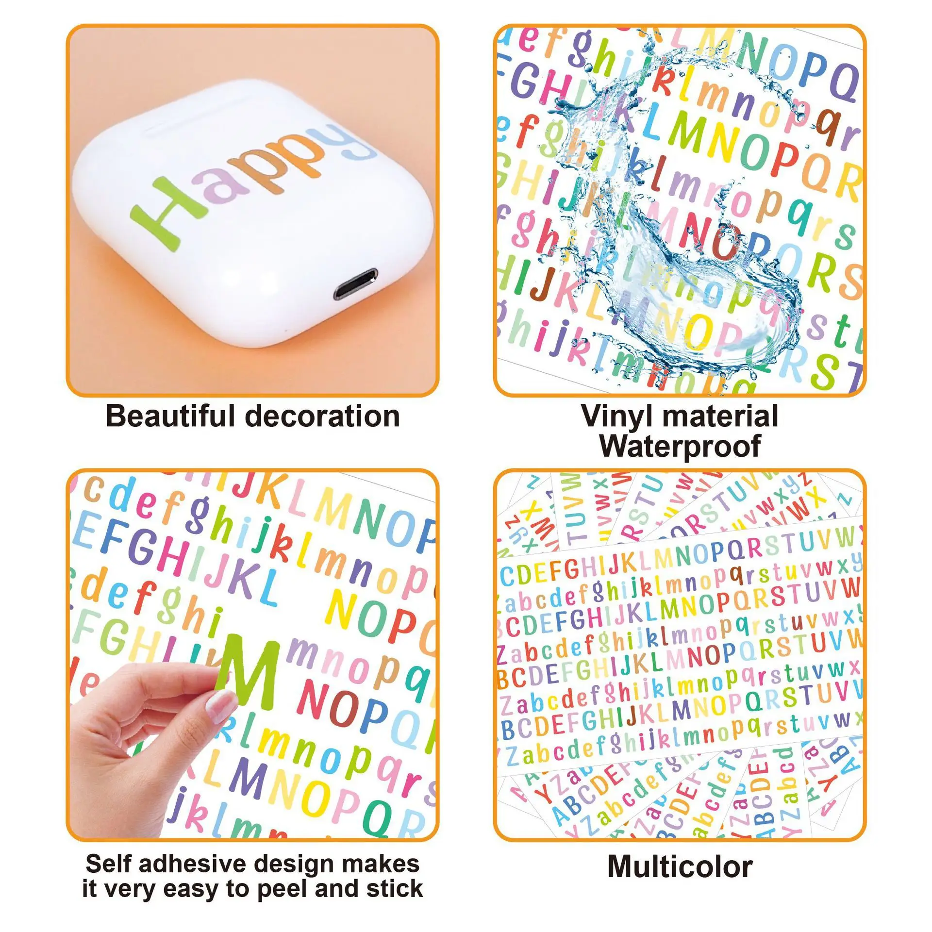 Mini Colorful Letter Stickers 26 Alphabet A-Z Planner Stickers Waterproof PVC Sticker For Kids Small Materials For Hand Pockets