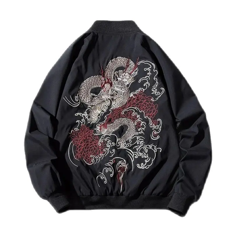 

Embroidery Bomber Jacket Men Spring Dragon Sukajan Oversized Pilot Baseball Coat Kpop Long Sleeve Clothes 2025 Luxury Y1