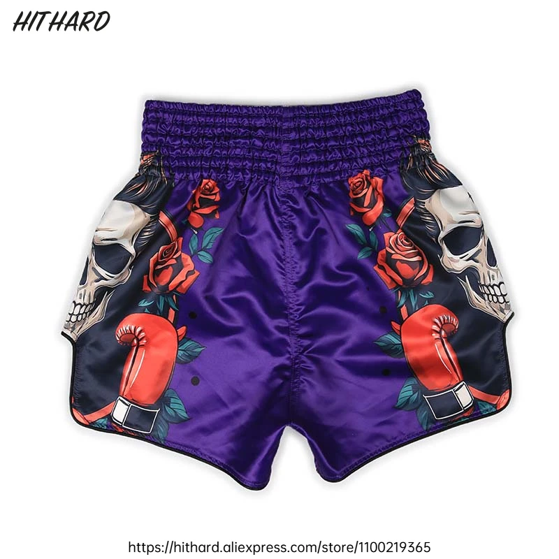 قصيرة الملاكمة التايلاندية الرجال النساء هيكل جمجمة السراويل ل الملاكمة التايلاندية MMA القتال التدريب السراويل تنفس الملاكمة ثي كيك بوكسينغ السراويل
