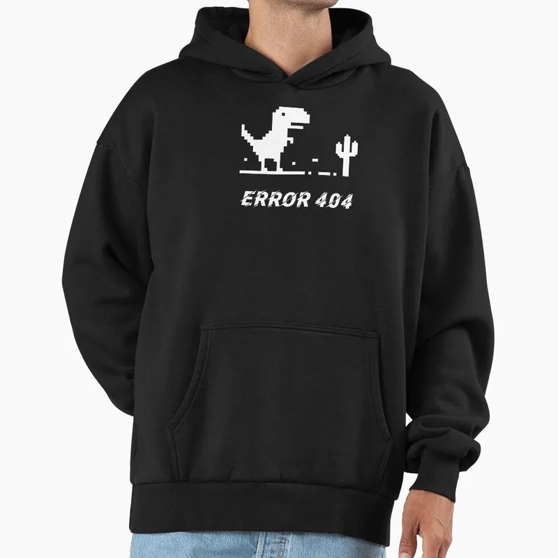 Error Sign Graphic Hoodie Black Fleece Sweatshirt for Programmer Software Engineers Geek IT Developer Fan Gift Hooded