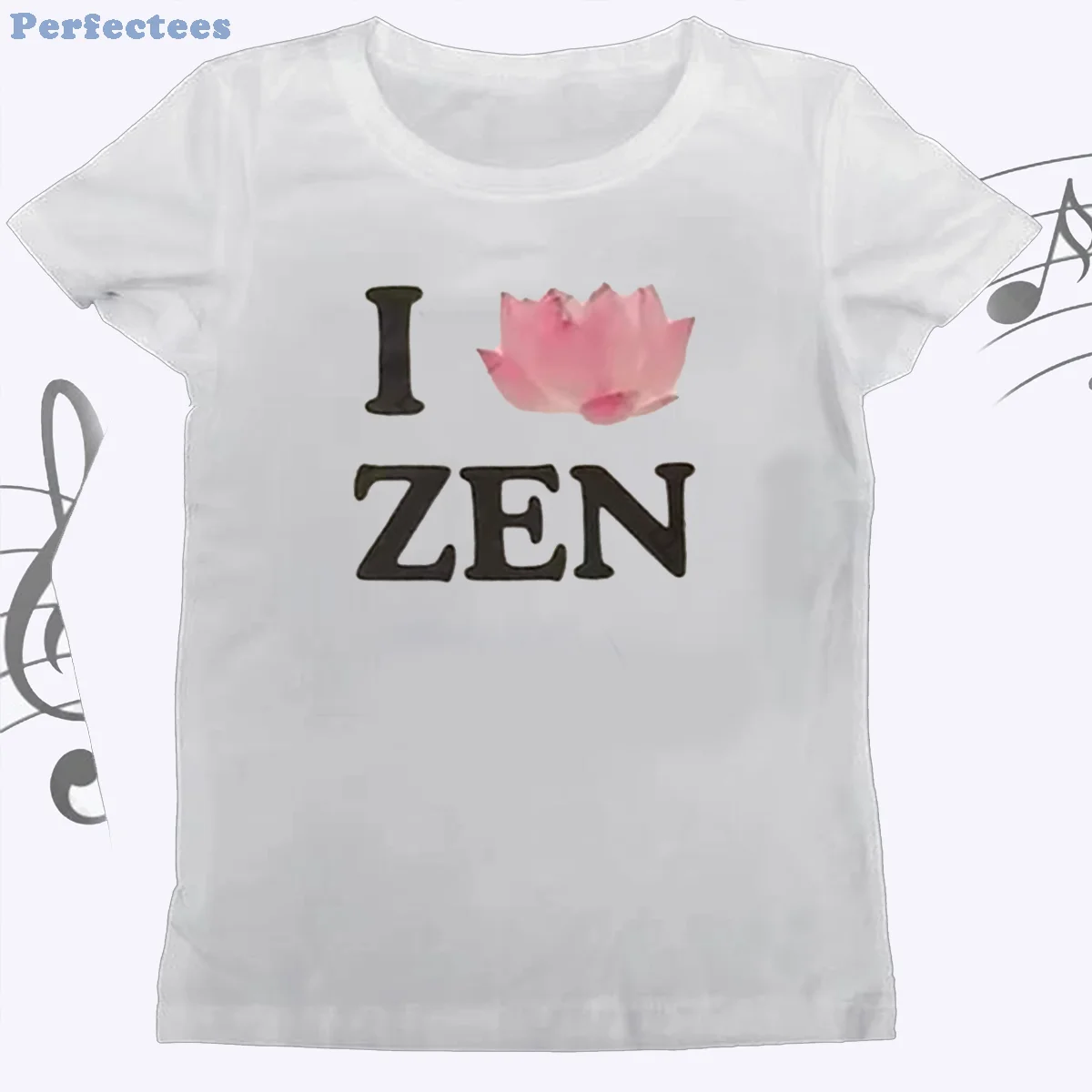 I Love Zen Y2K Lotus Letter Print Short Sleeve T Shirt Harajuku Style Summer Everyday Commute Women Clothing American Style Top