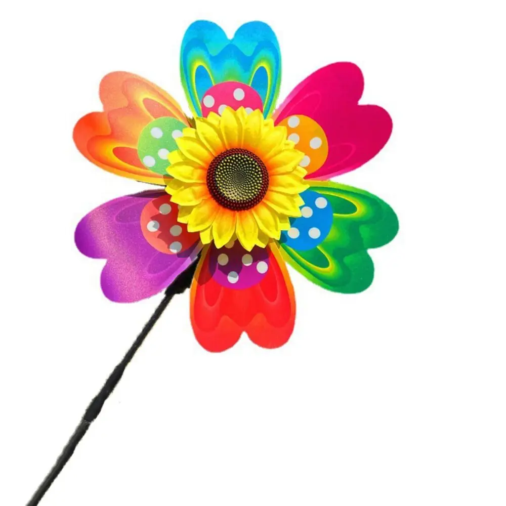 Multistyles Colorful Butterfly Dance Windmill PVC Diameter 22/38cm Rotating Sunflower Wind Spinner Raise Double Layered