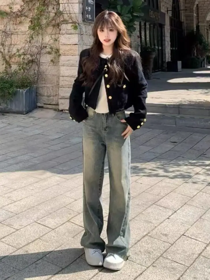 

Расклешенные джинсы для женщин, офисная работа, деловые, формальные, элегантные, шикарные, базовые, простые, необходимые, умные, улучшенное качество, текстурный материал