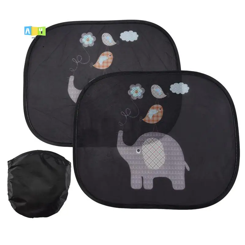A04E-Car Sun Shade Baby With UV Protection, Car Window Sun Shade For Children With Cute Animal Motifs, 44 X 36 Cm, Set Of 2