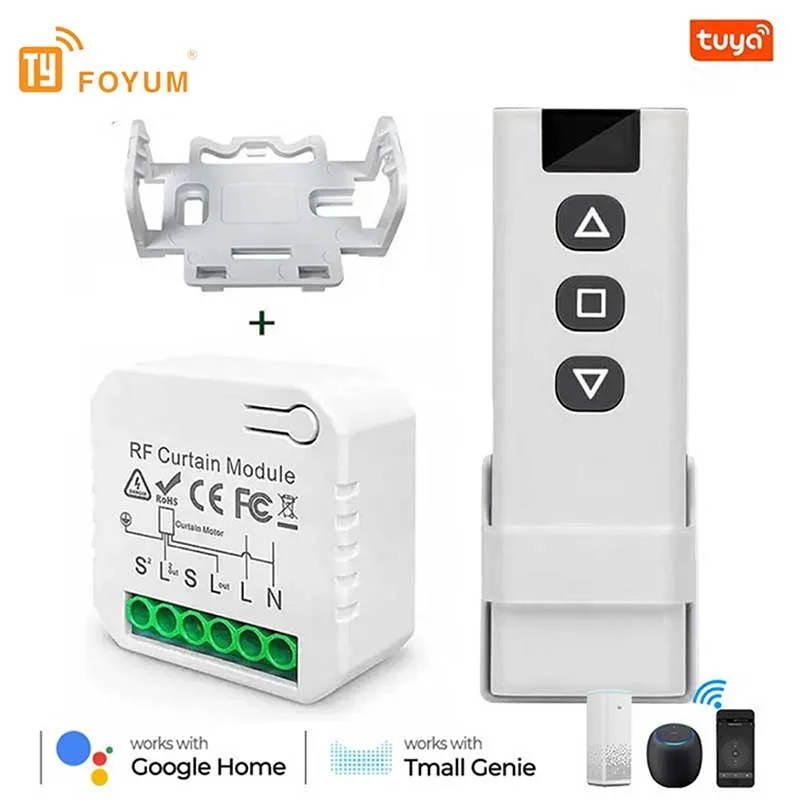 

WiFi RF Curtain Smart Switch, Tuya WiFi Smart Curtain Switch Module 433MHz Smart Curtain Switch Remote Control