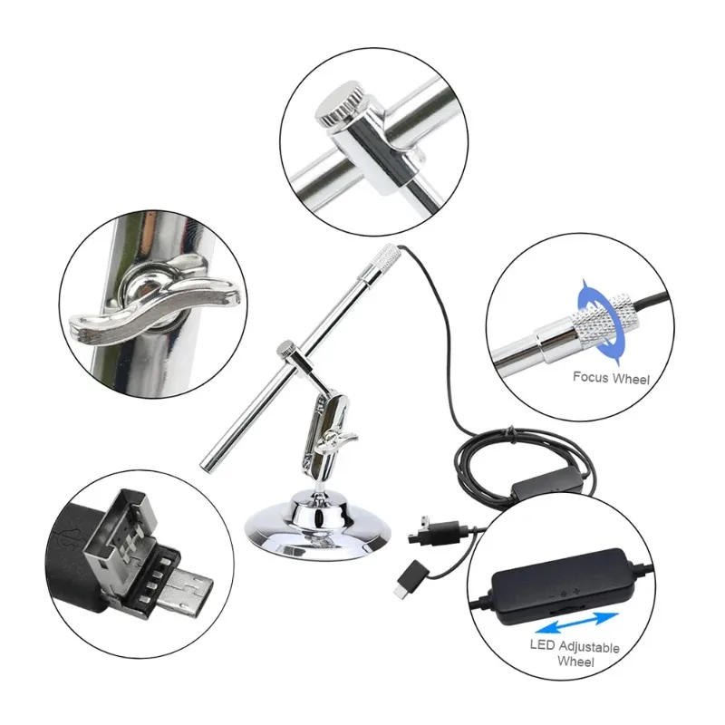 

USB microscope digital inspection magnifying glass IP67 waterproof camera, built-in 8 LED lights, equipped with advanced sensors