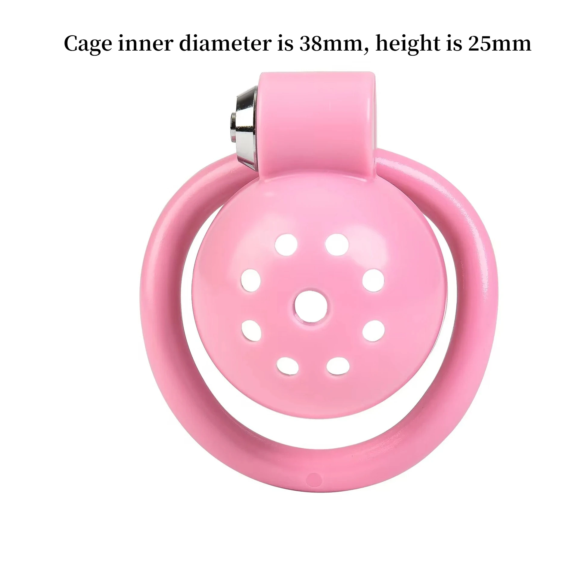 Sissy Click&Lock ABS Pink Chastity Cage Abstinence Penis Lock with 5 Size Cock Rings and Metal Urinary Catheter Adult Toys