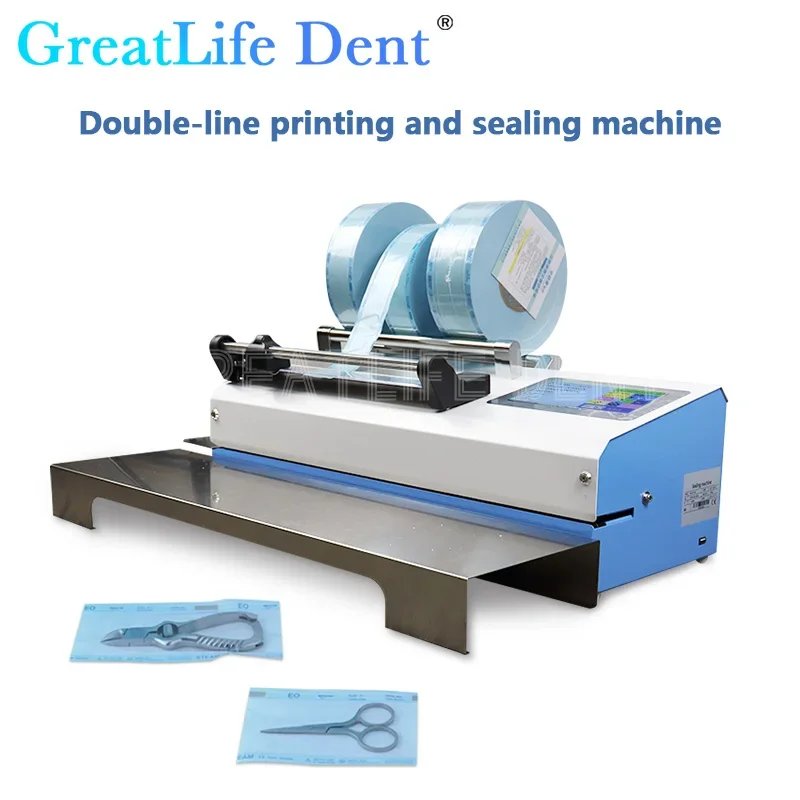 DE EU SA Stock GreatLife Dent 500W Automatic Sterilization Pouch Sealer Dental Sealing Lab Bag Machine With Time Printer Bracket