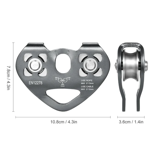 Imagen 2 del producto Polea de carro de cable Lixada 30kN con rodamiento de bolas escalada espeleología Aloft trabajo rescate