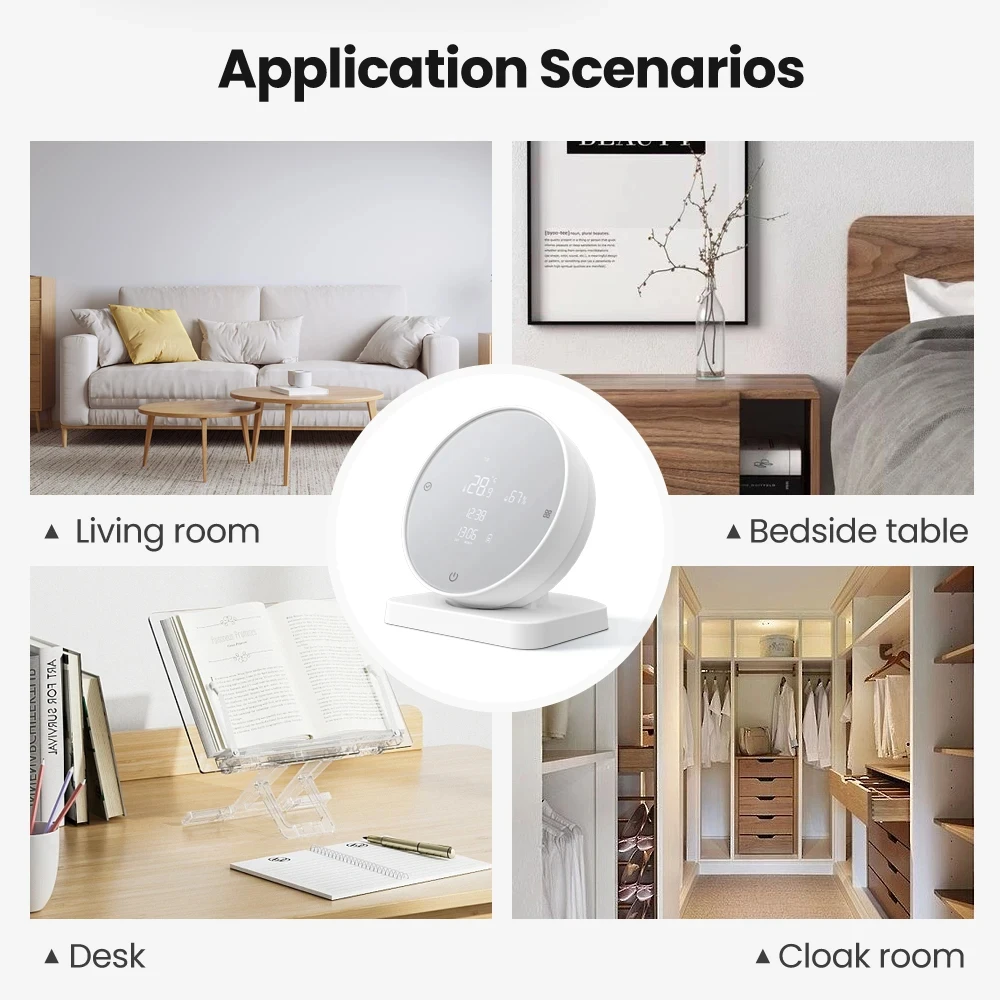 MIUCDA Tuya WiFi Smart Temperature Humidity Sensor, Thermometer Detector APP Remote Control Work With Alexa Google Home Alice