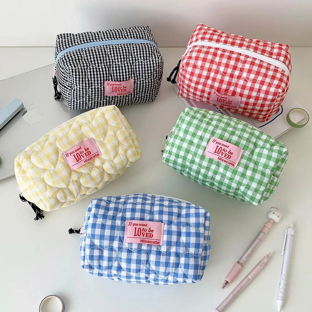 Fashion Love Heart Square Makeup Bag Cute Girl Travel Portable High Capaci Toilet Pouch Handbag Women's Gifts Pencil Case