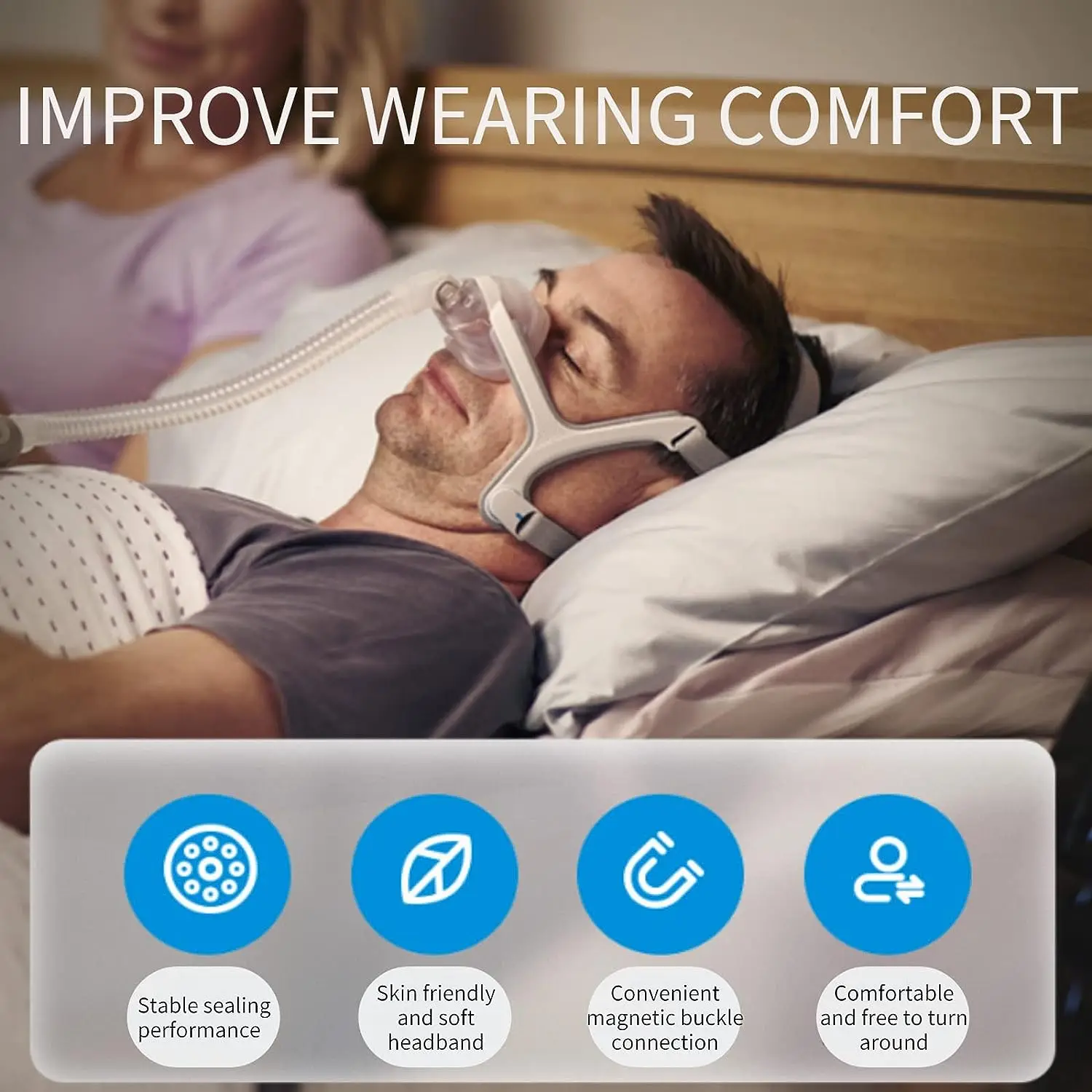 For ResMed AirFit N20 Nasal Mask Set CPAP Compatible, Reusable Frame Elbow Assembly Kit with Headgear Frame Tube N20 Cushion - view 6