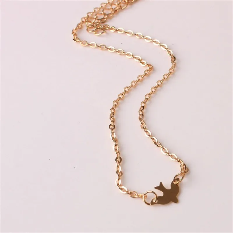 Tiny Peace Pigeon Pendants Necklaces for Female Thin Chain Necklaces Minimalist Clavicle Necklaces Summer Beach Collares