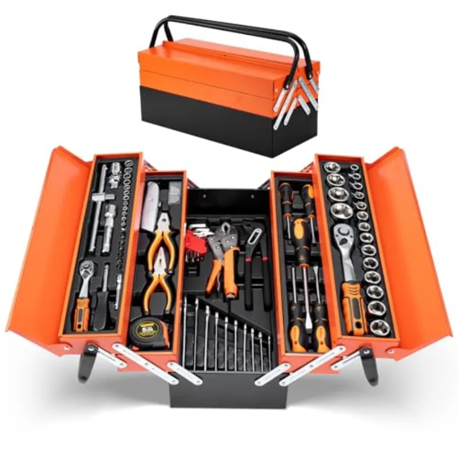 

Набор инструментов из 85 предметов: ручные инструменты, набор торцевых ключей с металлическим ящиком для инструментов, многофункциональный бытовой набор для мужчин, идеально подходит для домовладельцев