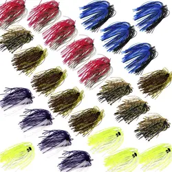 12/24 Bundles Silicone Jig Skirts 50 Strands Bass Fishing Jigs Spinnerbait Skirts Replacement Kit Spinner Bait