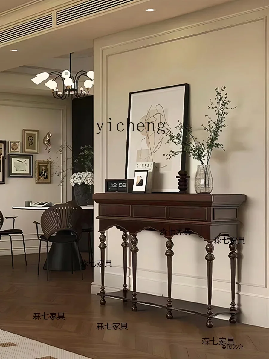b9.21-Ancient Solid Wood Home Entrance Cabinet Living Room Partition Modern Minimalist Wall Storage Vintage Sideboard Cabinet