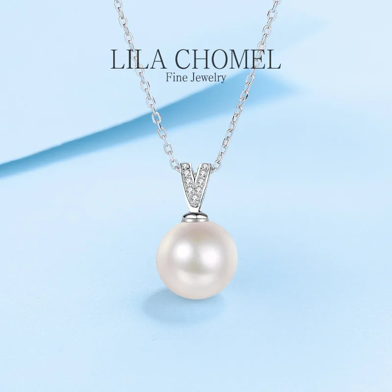 Classic PT950 Platinum 10mm Pearl Pendant Natural Freshwater Luxury 0.45ct Real Moissanite Necklace for Women Wedding party gift