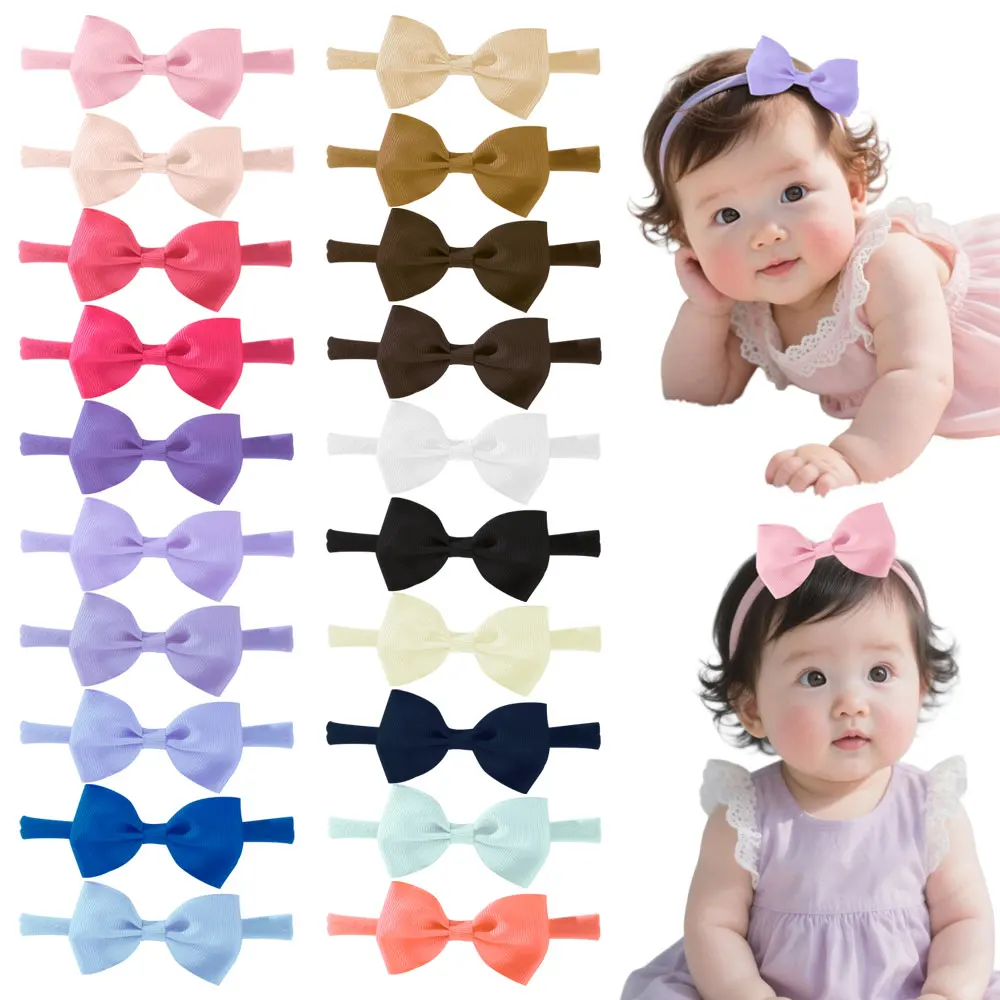 

18Pcs/Set Solid Color Kids Headwear Elastic Hair Bands for Baby Cute Ribbon Bowknot Headband Infant Girls Hair Accessories