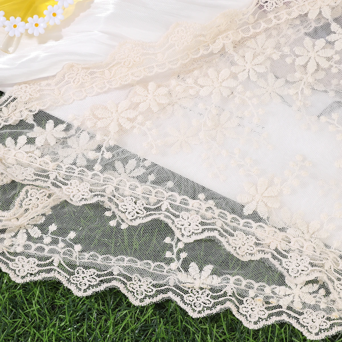 AWAYTR Korean Triangle Headband Short Skirt Butt Curtain Headscarf Lace Trim Small Apron Knitting Headband Stacked Women