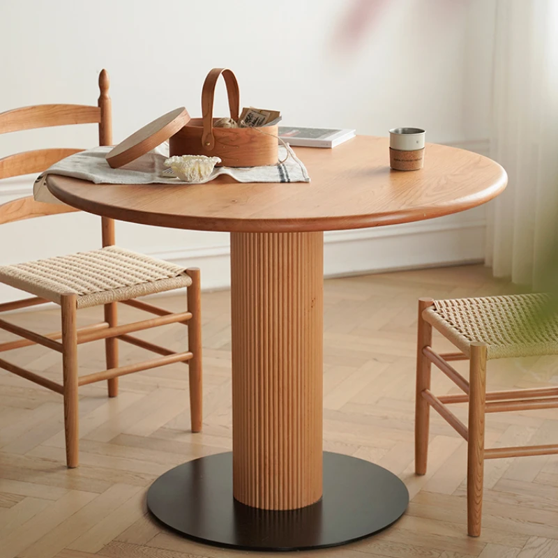 

XK Furniture Nordic Solid Wood Round Table Japanese round Cherrywood Household Small Apartment Dining Table and Chair