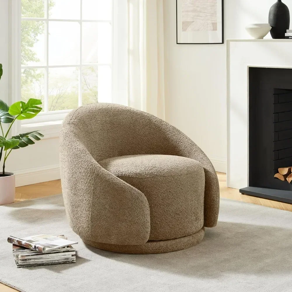 Swivel Barrel Chair Upholstered Modern Accent Armchair 360° Swivel Round Chair for Living Room Bedroom Comfy Seating