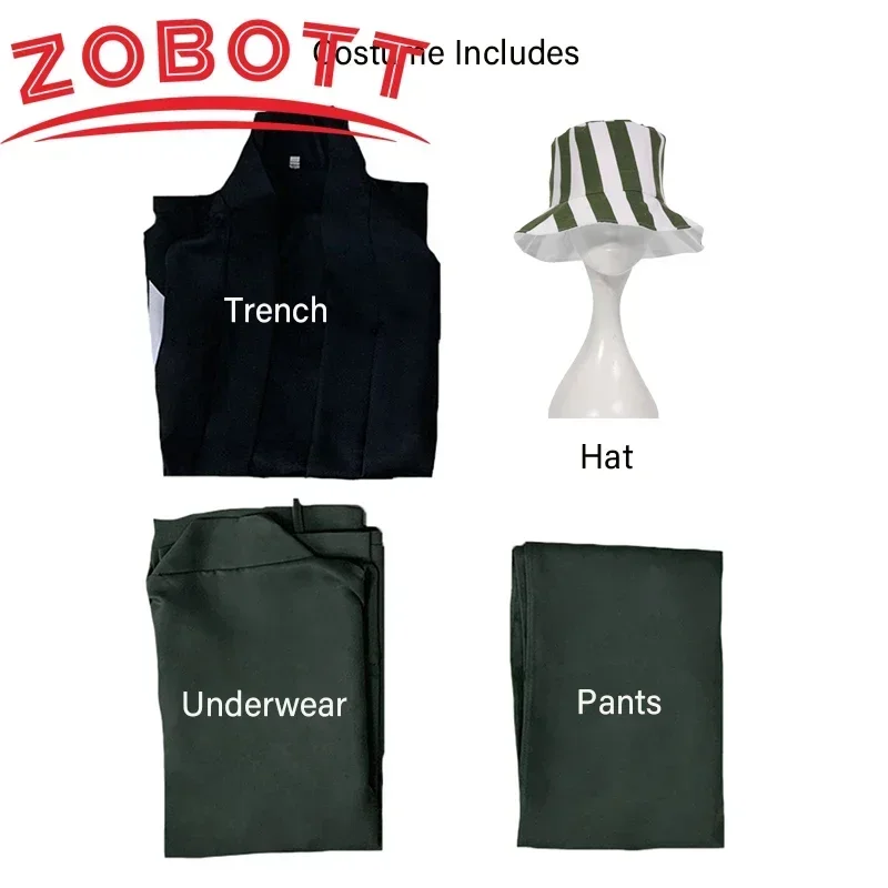 كيمونو موحدة كيب السراويل العليا قبعة البدلة أنيمي بليتش تأثيري Urahara Kisuke Gotei 13 زي لحفلة كرنفال