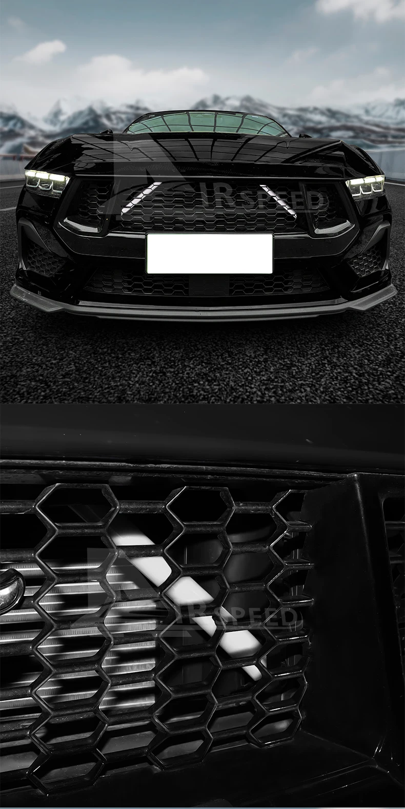 1 paar Auto Kühlergrill Trim Streifen Für Ford Mustang GT Dark Horse EcoBoost 2024 2025 Wrap Sport Styling Dekoration zubehör – Detail 8