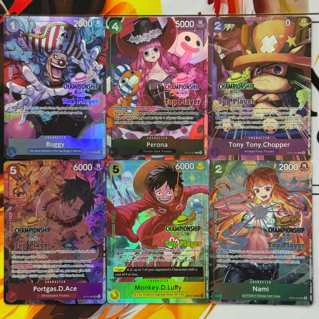 

Коллекционная карта English DIY Proxy One Piece CS 25-26 Top Player Pack: Багги, Монки Д. Луффи, Нами, Портгас Д. Эйс, Перона, Чоппер