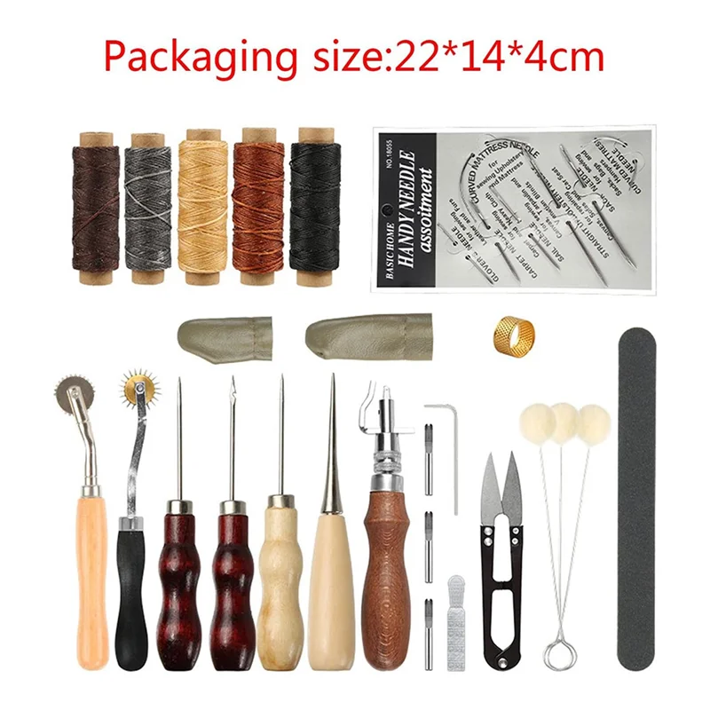 

JIULIN-Leather Crafthand Tools Set For Sewing Stitching Stamping Carving Leather Artwork Leather Working Tools Kits