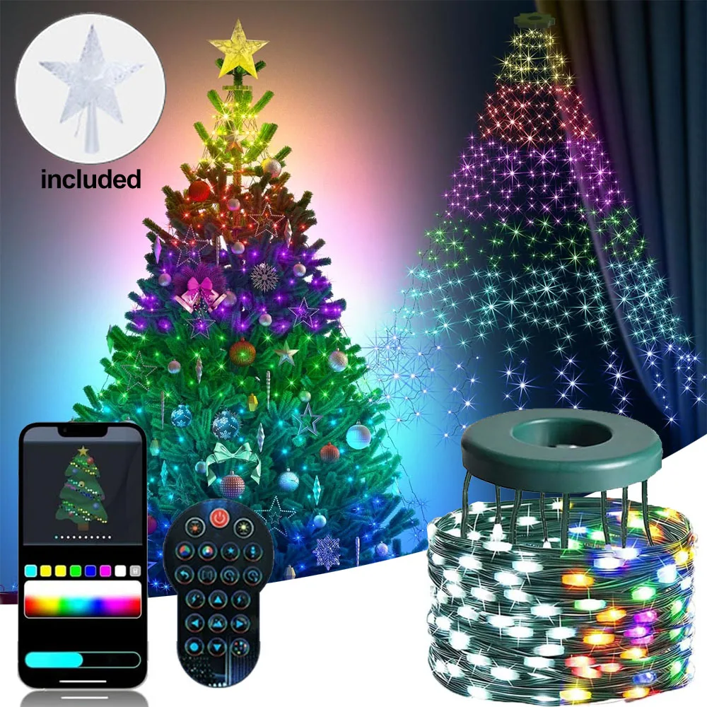 Smart Christmas Tree Lights, 6.9Ft 20 Line 400 RGB LED Multicolor Changing, Voice App Controlled, Indoor Outdoor