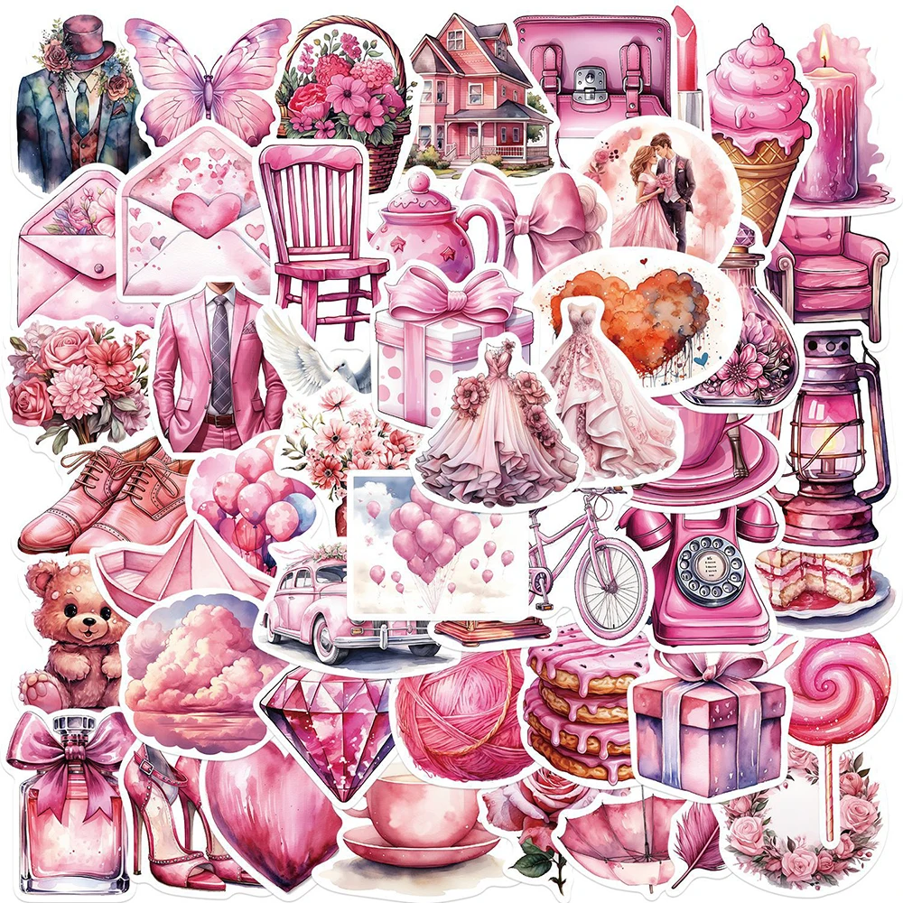 10/30/50/100pcs Retro Pink Cartoon Girl Aesthetic Stickers Ins Decals Laptop Fridge Phone Scrapbook Graffiti Cute Sticker Toys