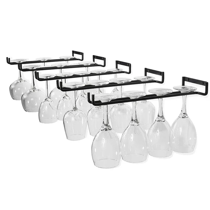 11.8 Inch Stemware Iron Wall Mounted Stemware Holder High-quality Black Iron Goblet Hanging Rack Wine Glass Bar
