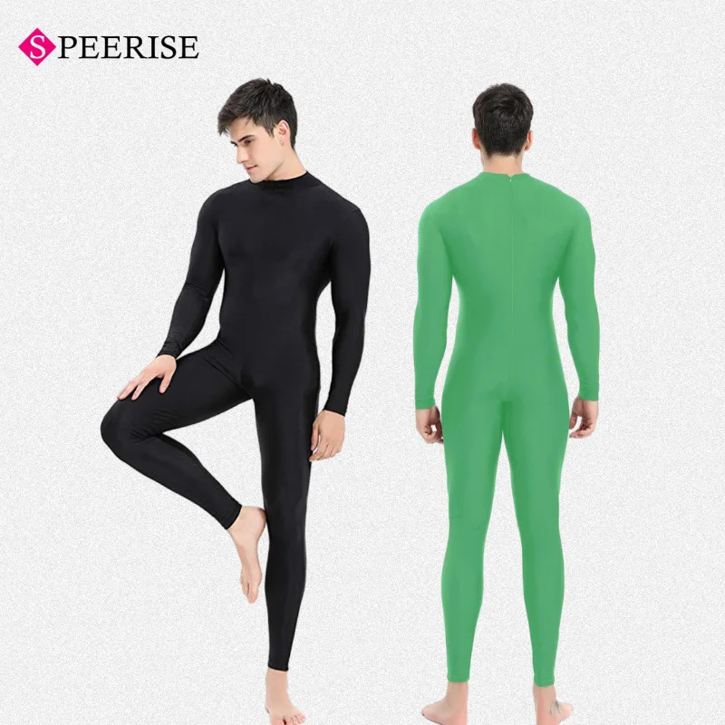 ユニセックスユニタードプラスサイズナイロンスキンタイトジャンプスーツ全身タイツダンス衣装長袖ダンスウェアハロウィンフェスティバルコスプレスーツ