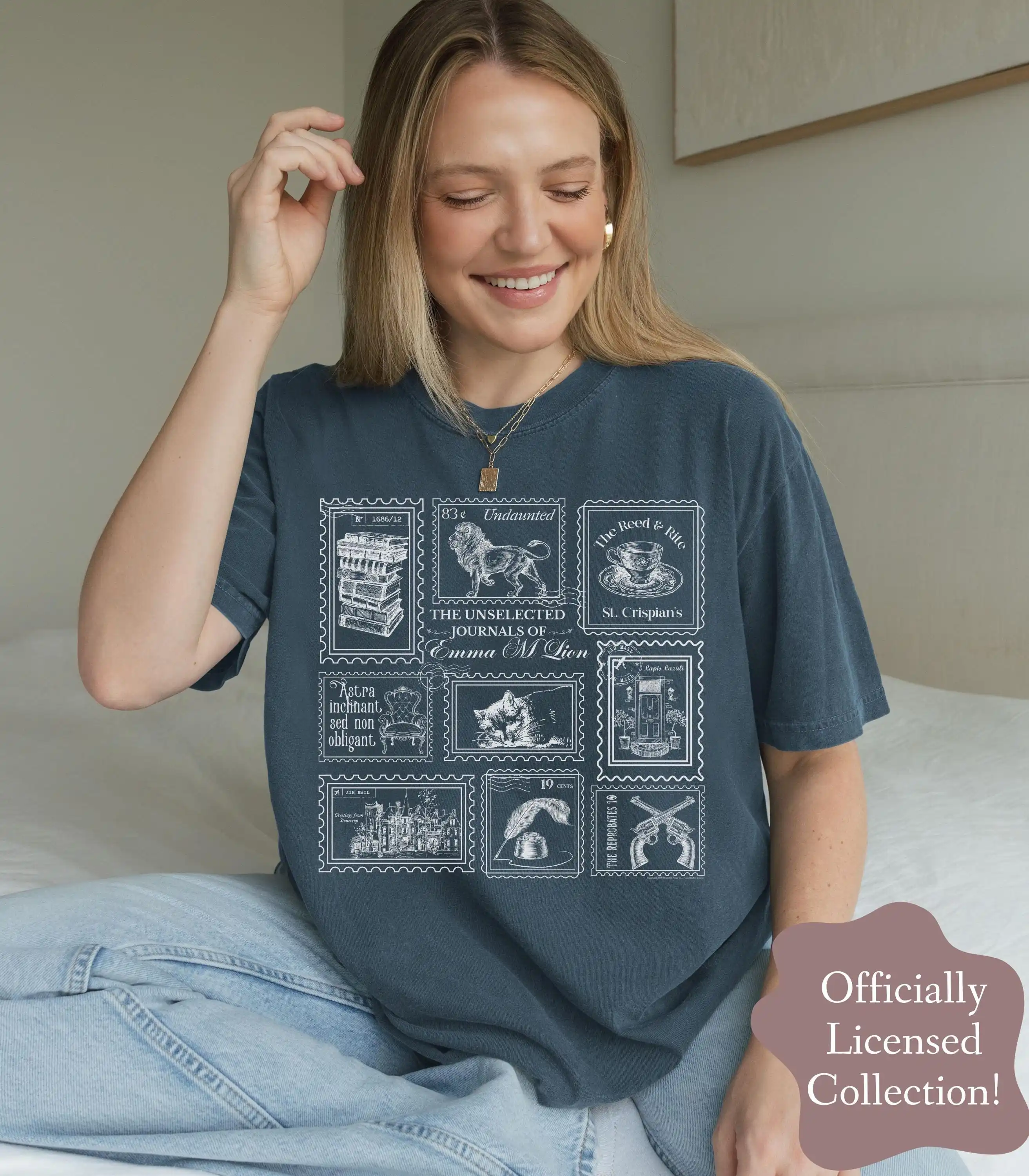 Emma M Lion Stamp Tshirt St. Crispian's Reprobates Alchemy Undaunted Reed & Rite Book Club Bookish Fandom Gift T-shirt