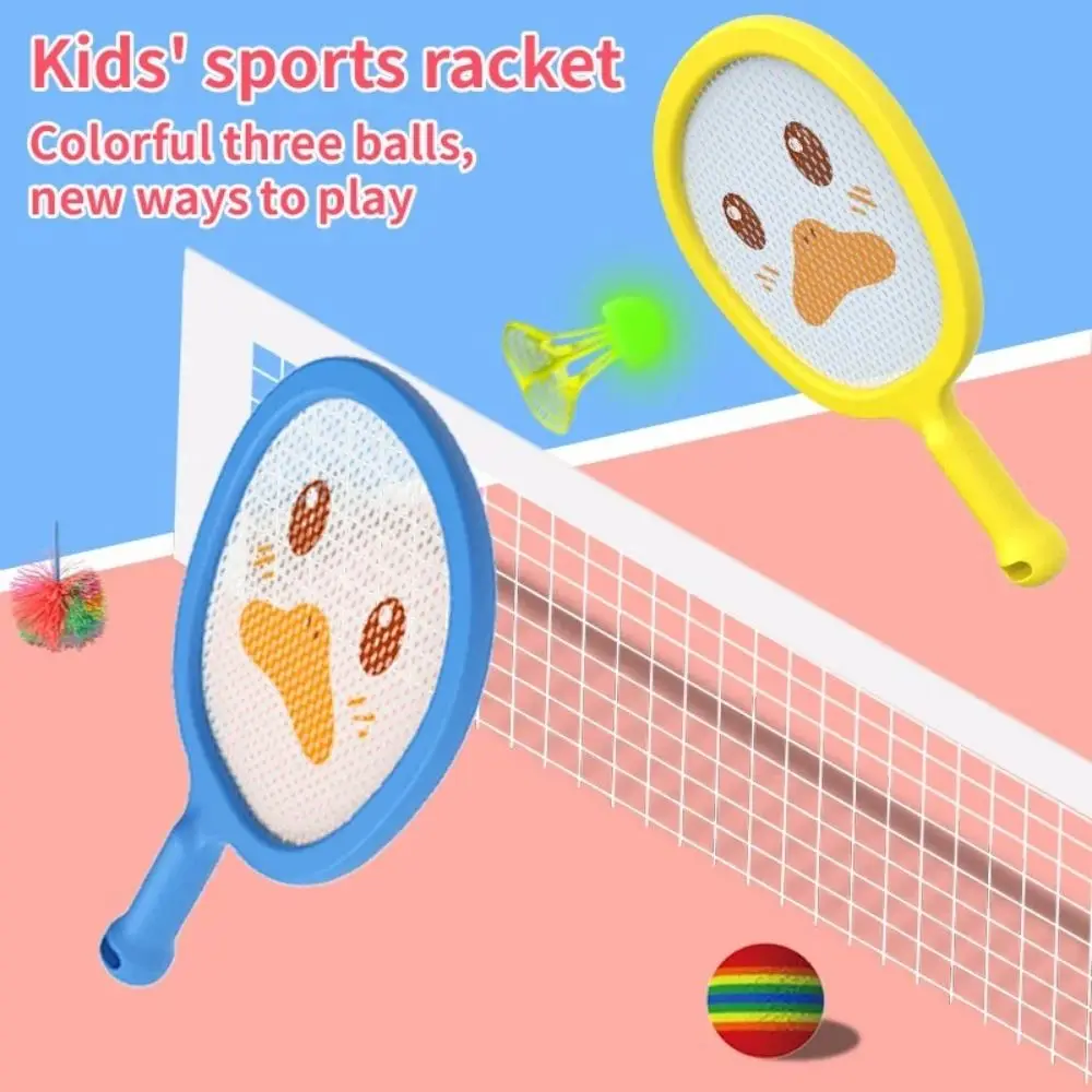 Multiple Gameplay Methods Kids Tennis Racket Anti-slip Handle with 3pcs Balls Children's Sports Toys Lightweight Elastic