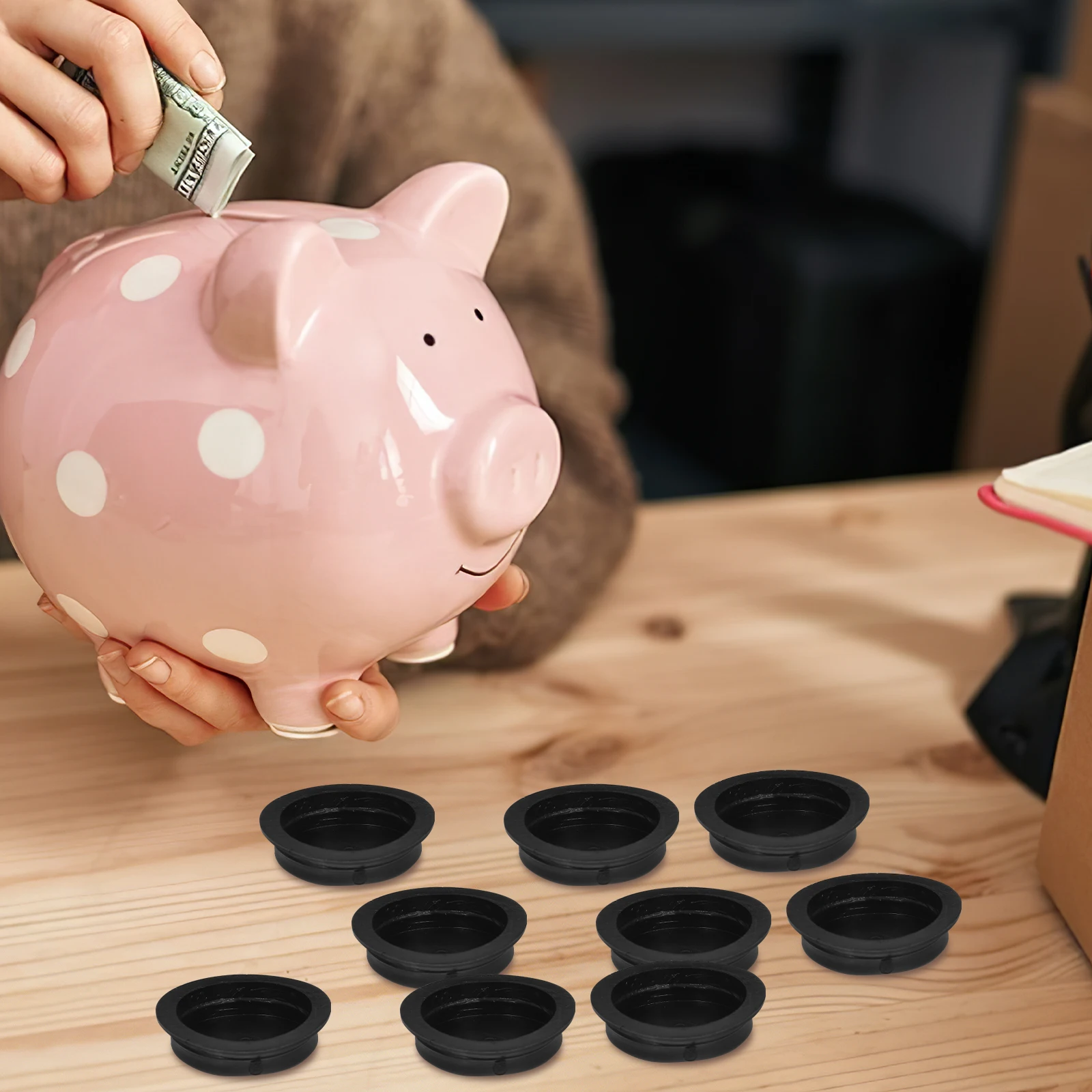

20pcs Money Jar Bottom Plugs PVC Stoppers Transparent Outer Diameter 42mm Inner Replacement Caps for Saving Bank