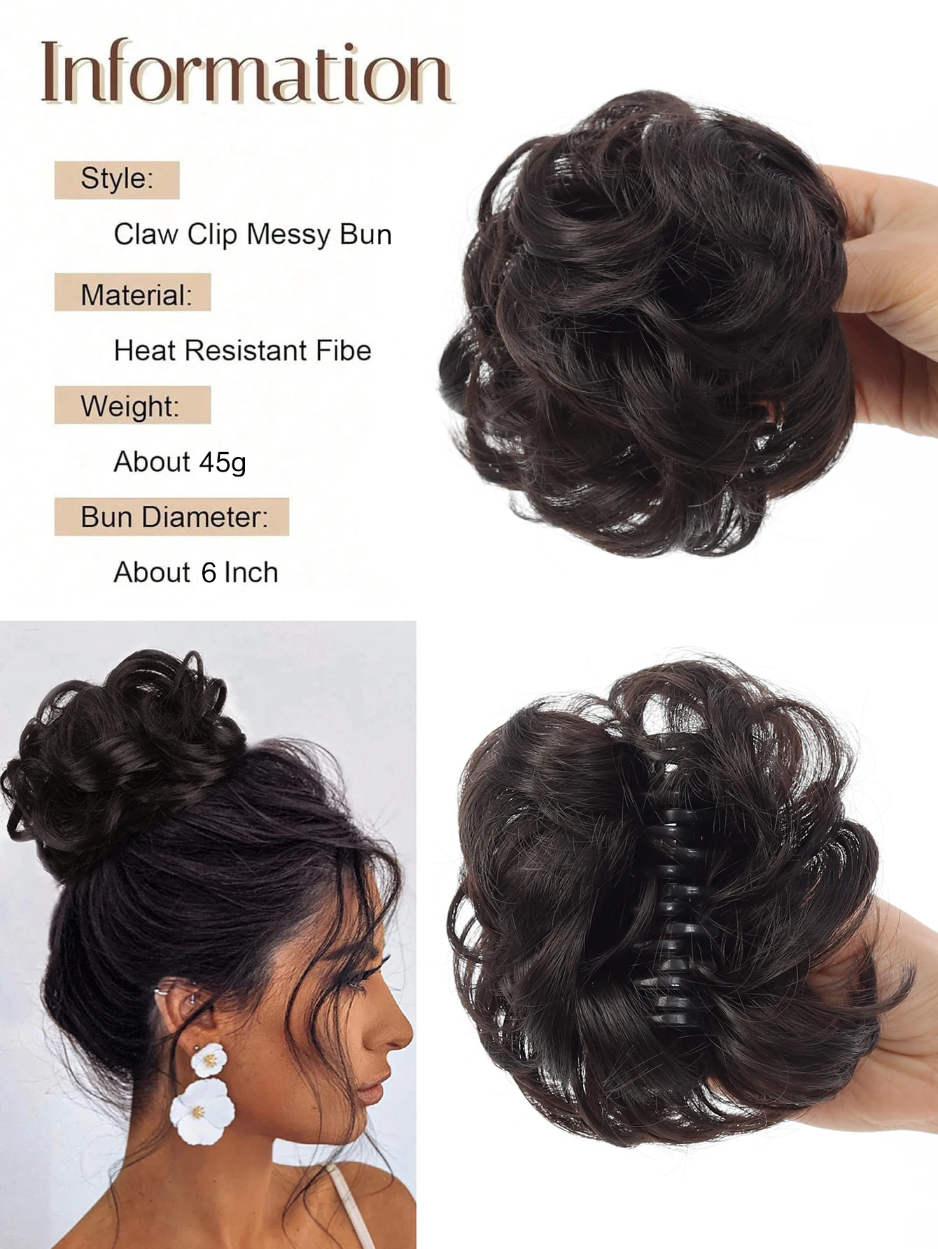 Synthetic Messy Bun Wavy Curly Hair Bun Ponytail Extensions Chignon Claw Clip in Hair Piece Scrunchie Hairpieces for Women