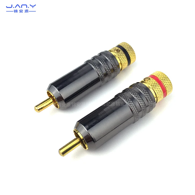 Conector de extensión de cable de señal coaxial de Audio y video, enchufe de loto RCA autoblocante chapado en oro de cobre, flor de ciruelo AV macho fre