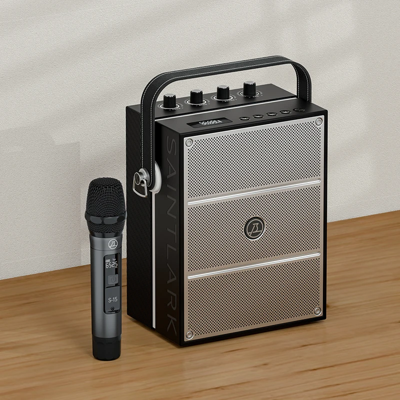 

Saintlark S9 60w Bluetooth 5.3 Speaker Retro Portable Wireless Speaker With Handheld Microphone