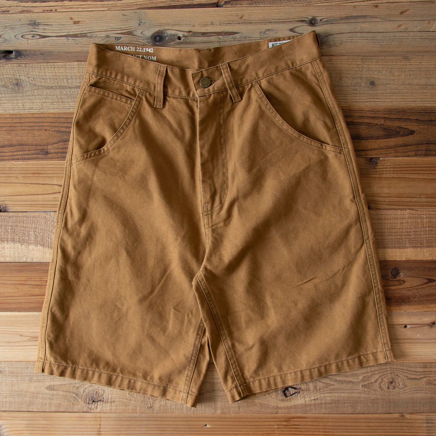 

12oz All-Cotton Fine Canvas American Basic Work Shorts (Unisex Amekaji Retro Style Straight-Cut Mid-Thigh Pants)