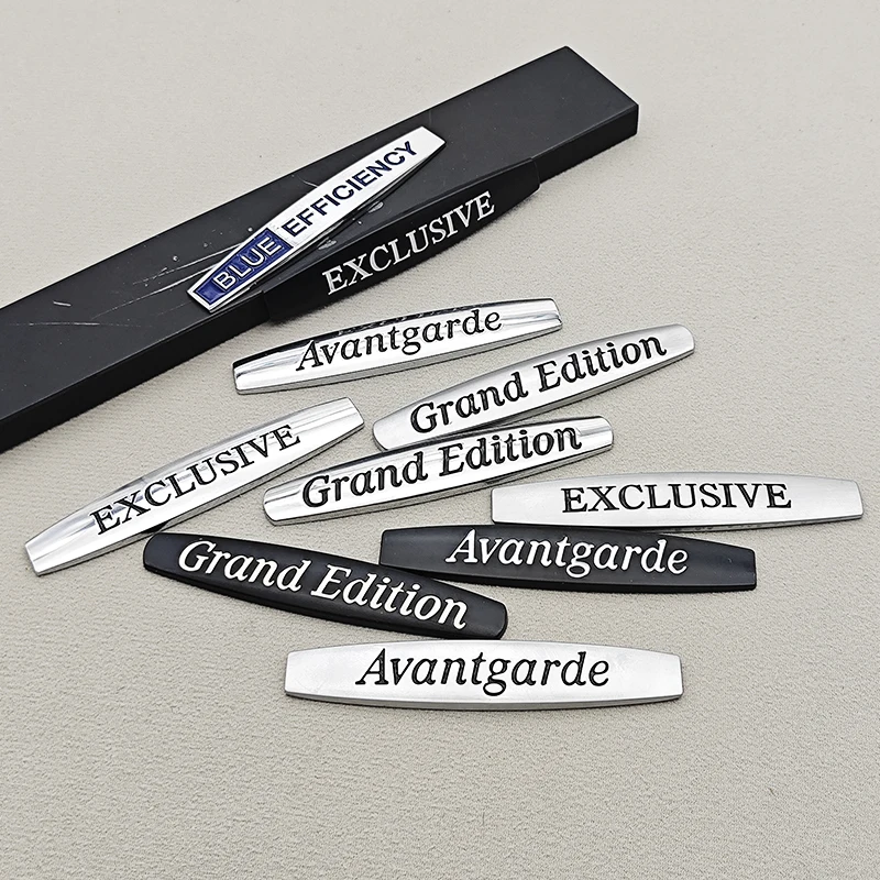 3D Metal Chrome Black Car Fender Side Logo EXCLUSIVE Avantgarde Grand Edition Blue EFFICIENCY Emblem Decals Stickers Accessories