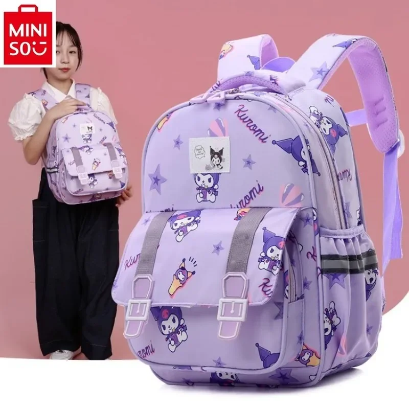 MINISO 2024 New Cartoon Hello Kitty Kuromi Backpack Student High Quality Comfortable Shoulder Strap Backpack